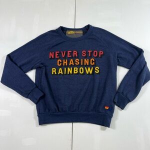 SOLD Aviator Nation Sweatshirt Never Stop Chasing Rainbows Blue Crewneck Women’s